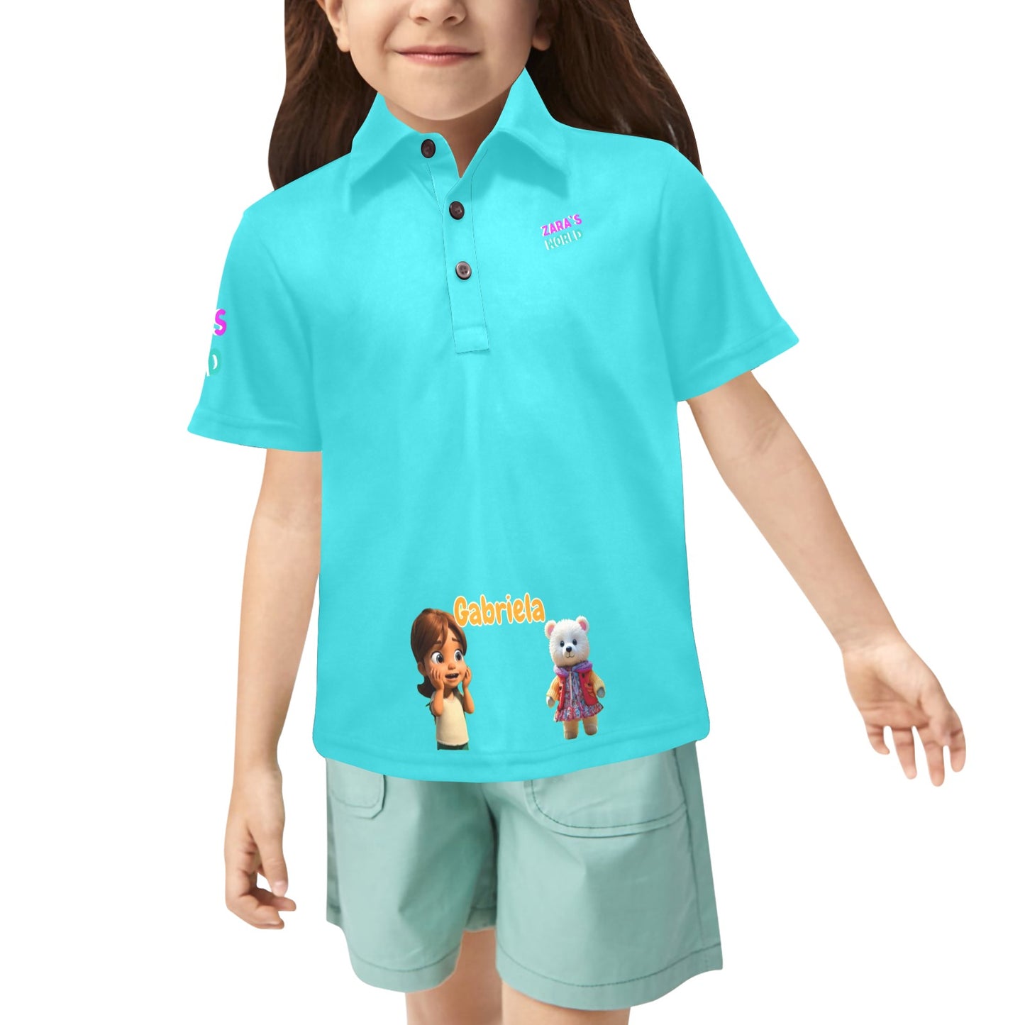 Polo para niña con estampado de avatares de Zara's World (2T-7Y)
