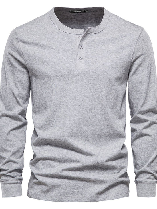 Men's Full Size Quarter Button Round Neck Long Sleeve T-Shirt.
Always be comfortable and effortlessly stylish with our Men's Full Size Quarter Button Round Neck Long Sleeve T-Shirt 