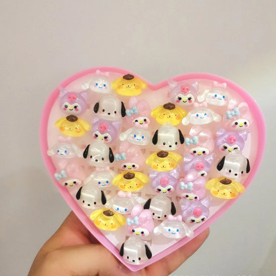 Lovely Princess Resin Toy Rings Jewelry Set - 36/50 Piece - Korean Cartoon
