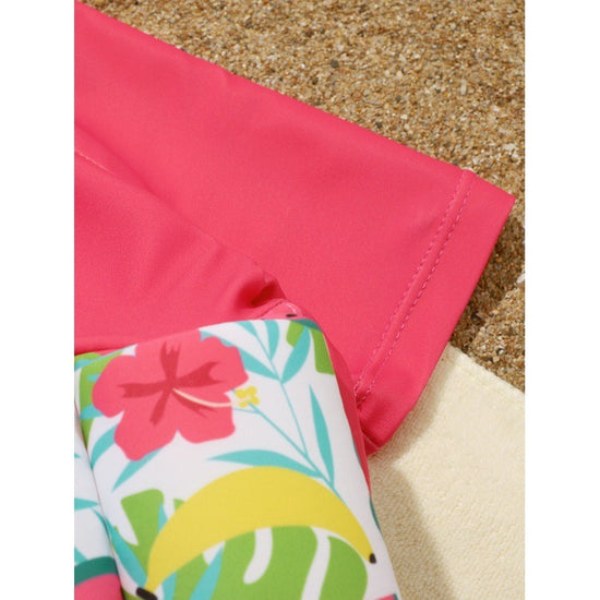 Toddler Girl One-piece Watermelon Buoyancy Zip Up Full Swimsuit