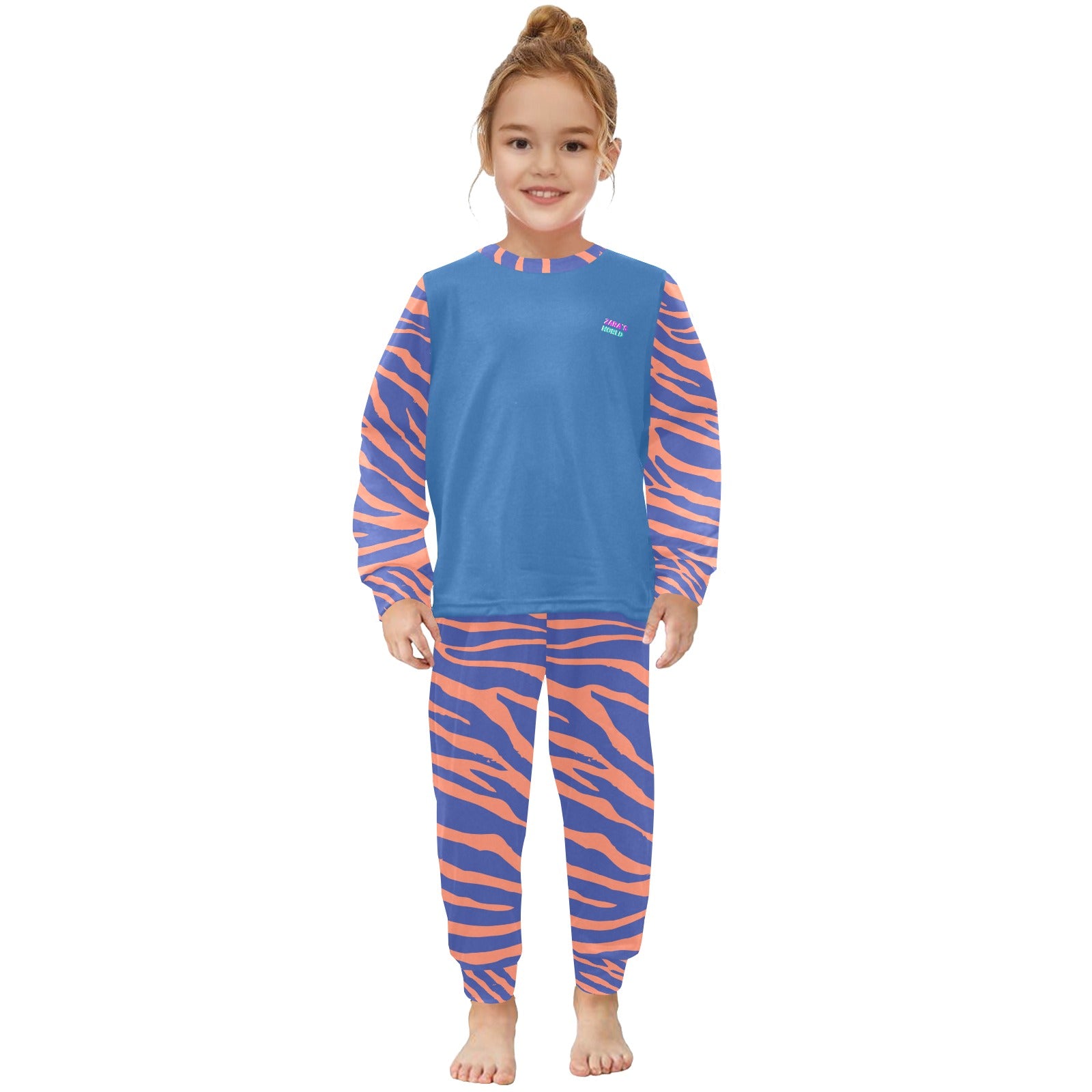 Little Girls' Animal Print Crew Neck Long Pajama Set