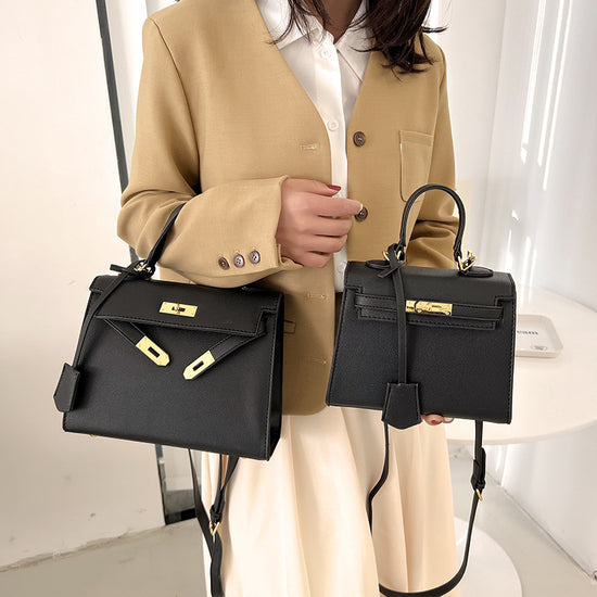 ZWX - PU Leather Candy Color Kelly Handbag with Buckle Lock