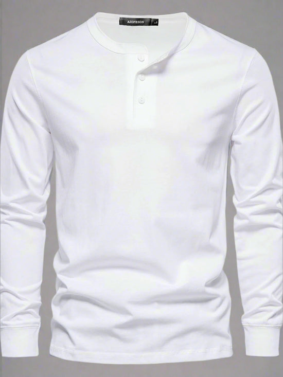 Men's Full Size Quarter Button Round Neck Long Sleeve T-Shirt.
Always be comfortable and effortlessly stylish with our Men's Full Size Quarter Button Round Neck Long Sleeve T-Shirt 