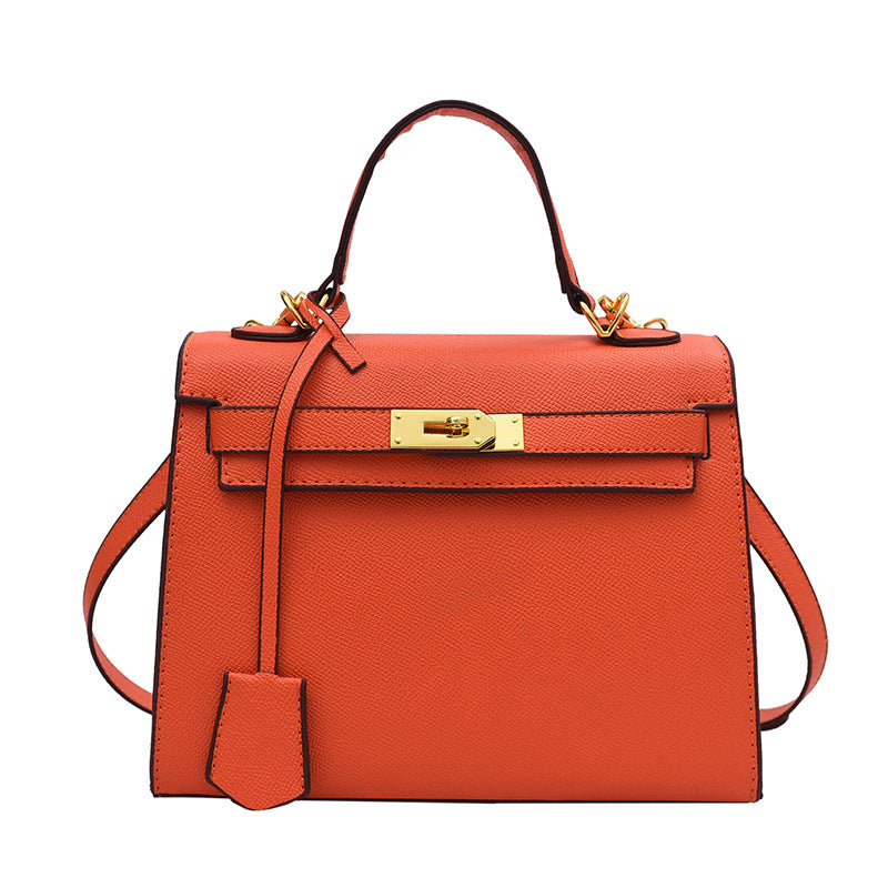 ZWX - PU Leather Candy Color Kelly Handbag with Buckle Lock