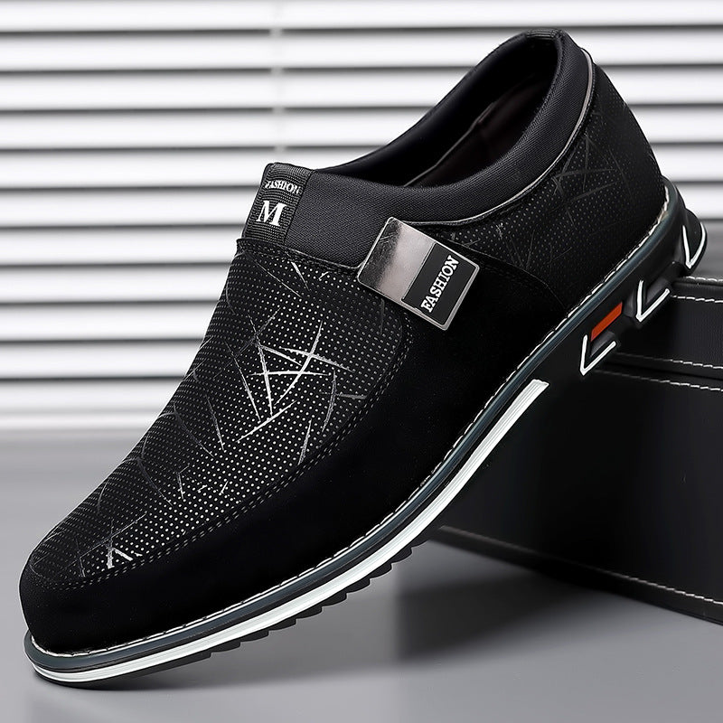 ZWX - Mens Casual PU leather Slide On Graphic Print Shoes