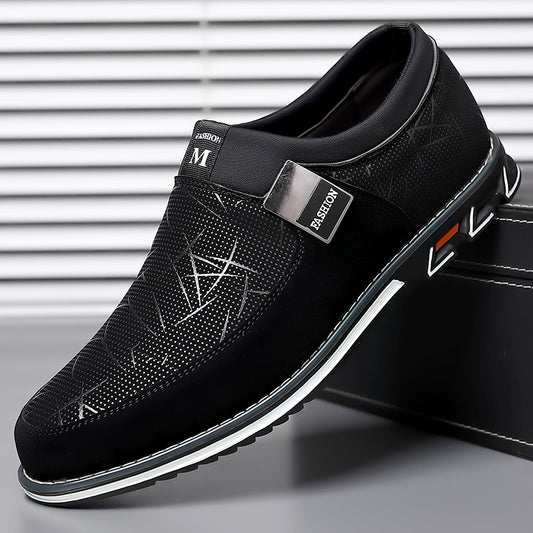 ZWX - Mens Casual PU leather Slide On Graphic Print Shoes