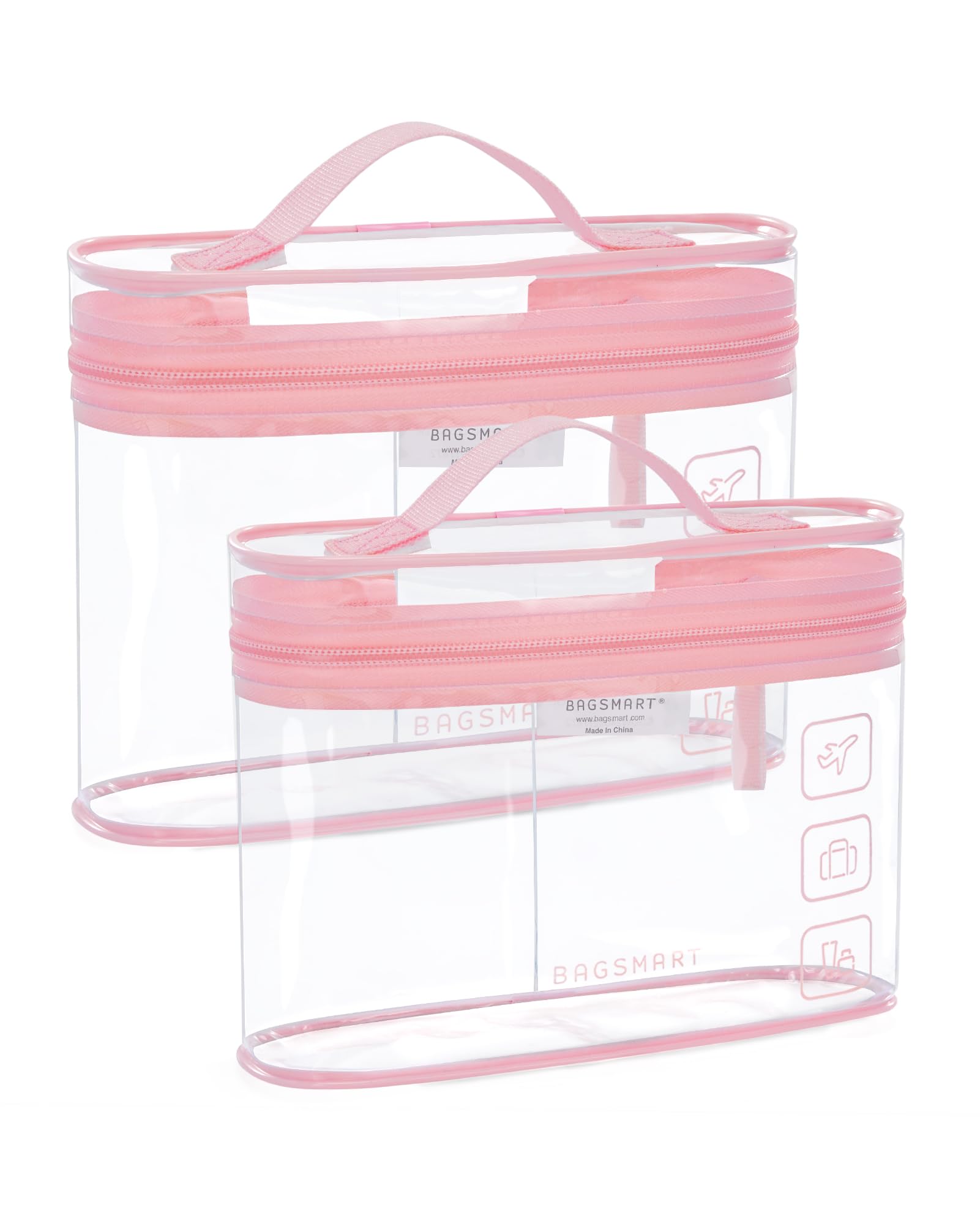 BAGSMART TSA Approved Toiletry Bag, 2 Pack Clear Makeup Cosmetic Bag Organizer, Quart Size Travel Bag for Toiletries, Carry-on Travel Accessories Essentials, Black-2pcs