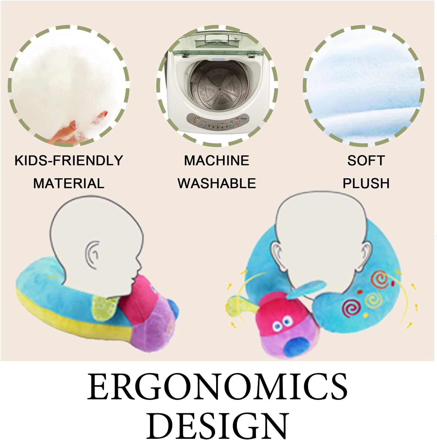 Kids Neck Pillow for Traveling - Essential for Toddler Road Trips and Airplane Travel Comfortable Travel Pillow for Kids - Cute Dog Plush Toy with Chin Support Kids