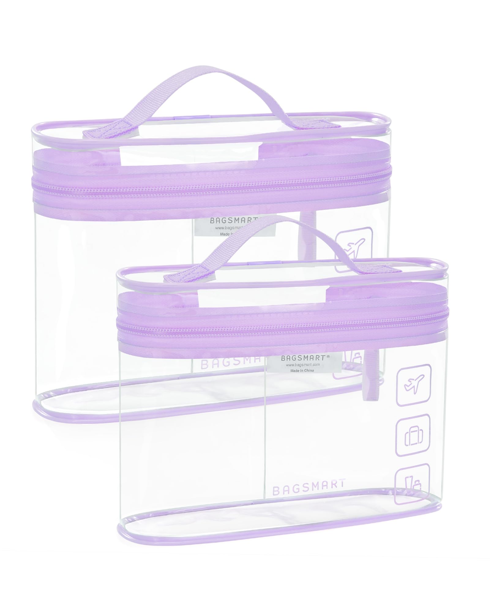 BAGSMART TSA Approved Toiletry Bag, 2 Pack Clear Makeup Cosmetic Bag Organizer, Quart Size Travel Bag for Toiletries, Carry-on Travel Accessories Essentials, Black-2pcs
