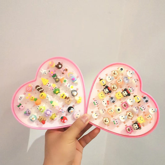 Lovely Princess Resin Toy Rings Jewelry Set - 36/50 Piece - Korean Cartoon