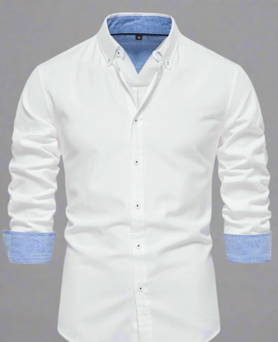 Men's Casual Button Down VNeck Collar Shirt