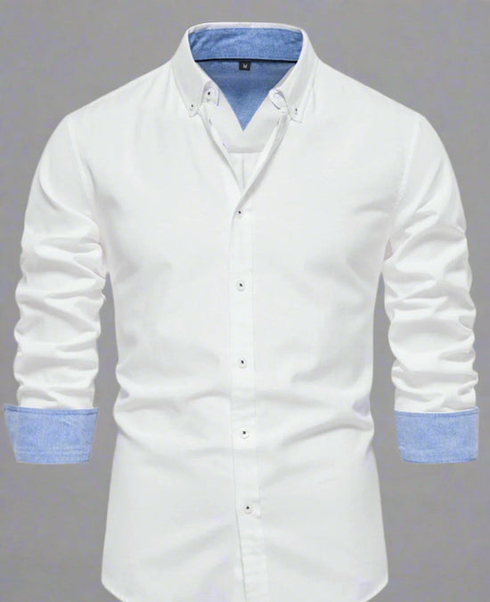 Men's Casual Button Down VNeck Collar Shirt
