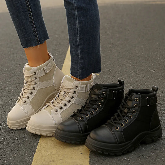 Womens Round-Toe Lace-Up Hiker Boots