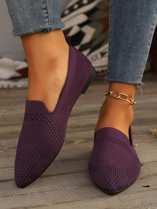 Womens Comfort Fit Point Toe Mesh Slip-On Flats