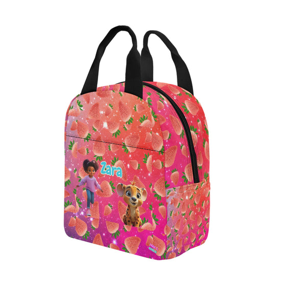 Zaras World Animal Avatar Fruit Print Lunch Bag (Strawberries/Grapes)