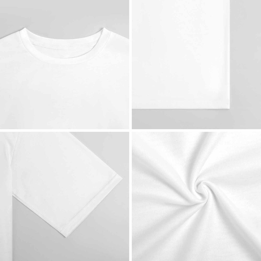 ZWX - Graphic Print Black+White Women's Drop-Shoulder Mid-Sleeve T-Shirt