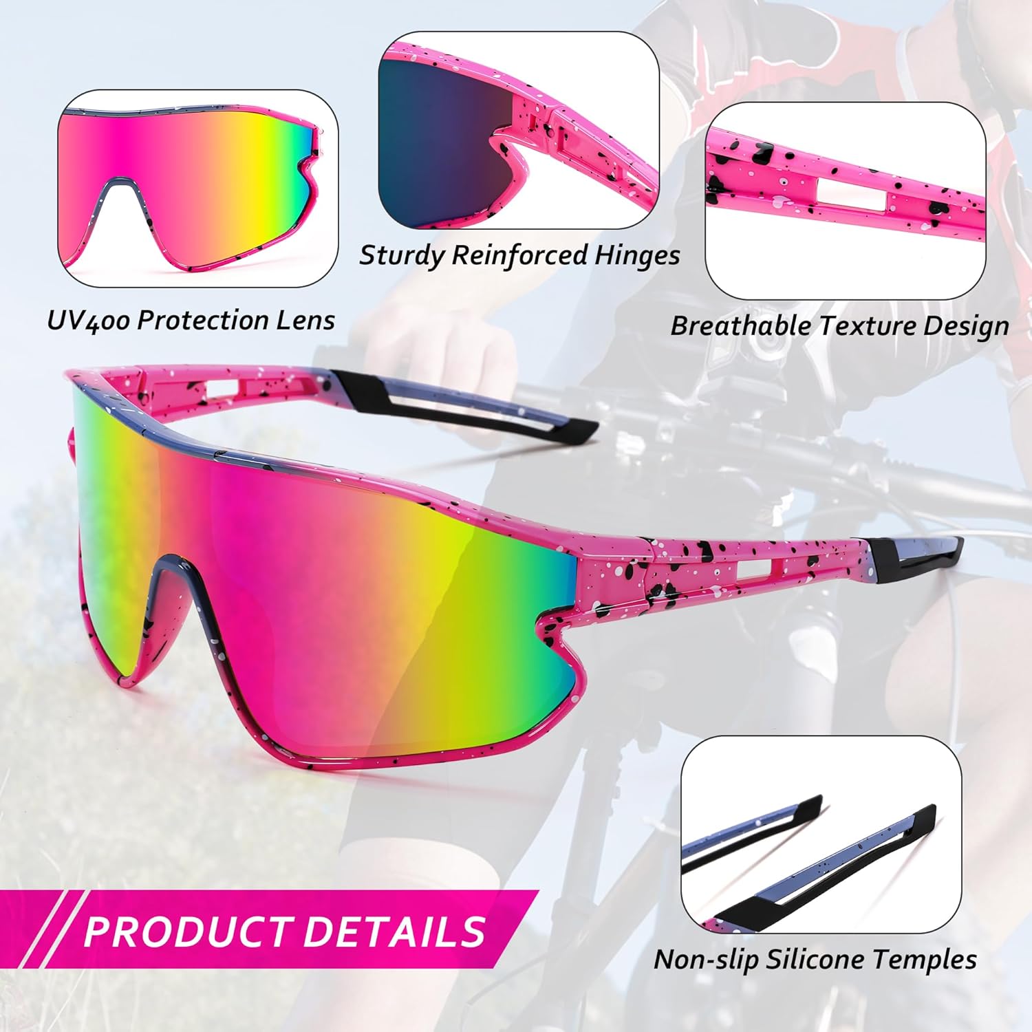 FEISEDY Unisex Youth Sunglasses, Teens Baseball Tennis Sunglasses, UV400 Sports Boys Girls Cycling Shades B4064