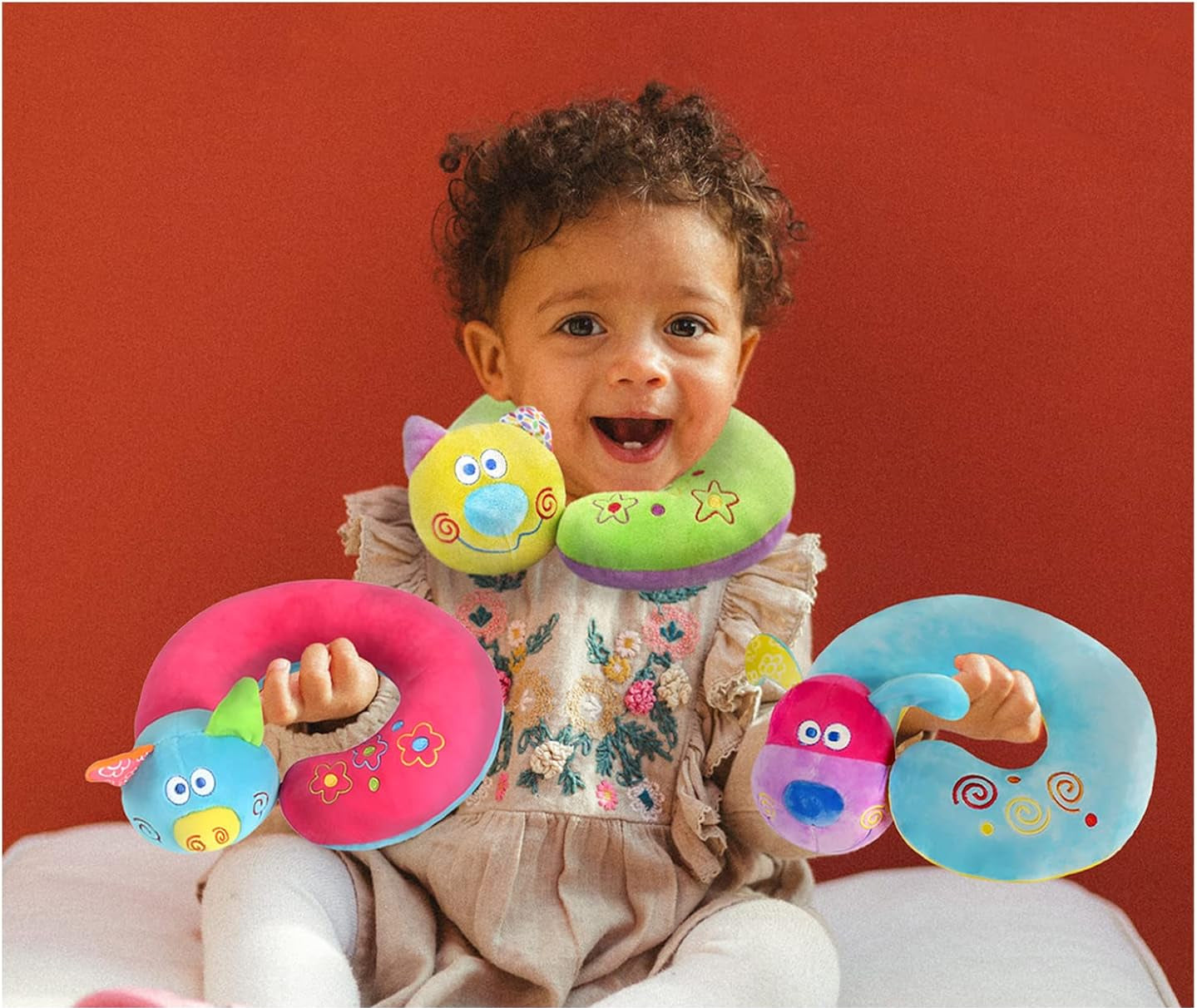 Kids Neck Pillow for Traveling - Essential for Toddler Road Trips and Airplane Travel Comfortable Travel Pillow for Kids - Cute Dog Plush Toy with Chin Support Kids