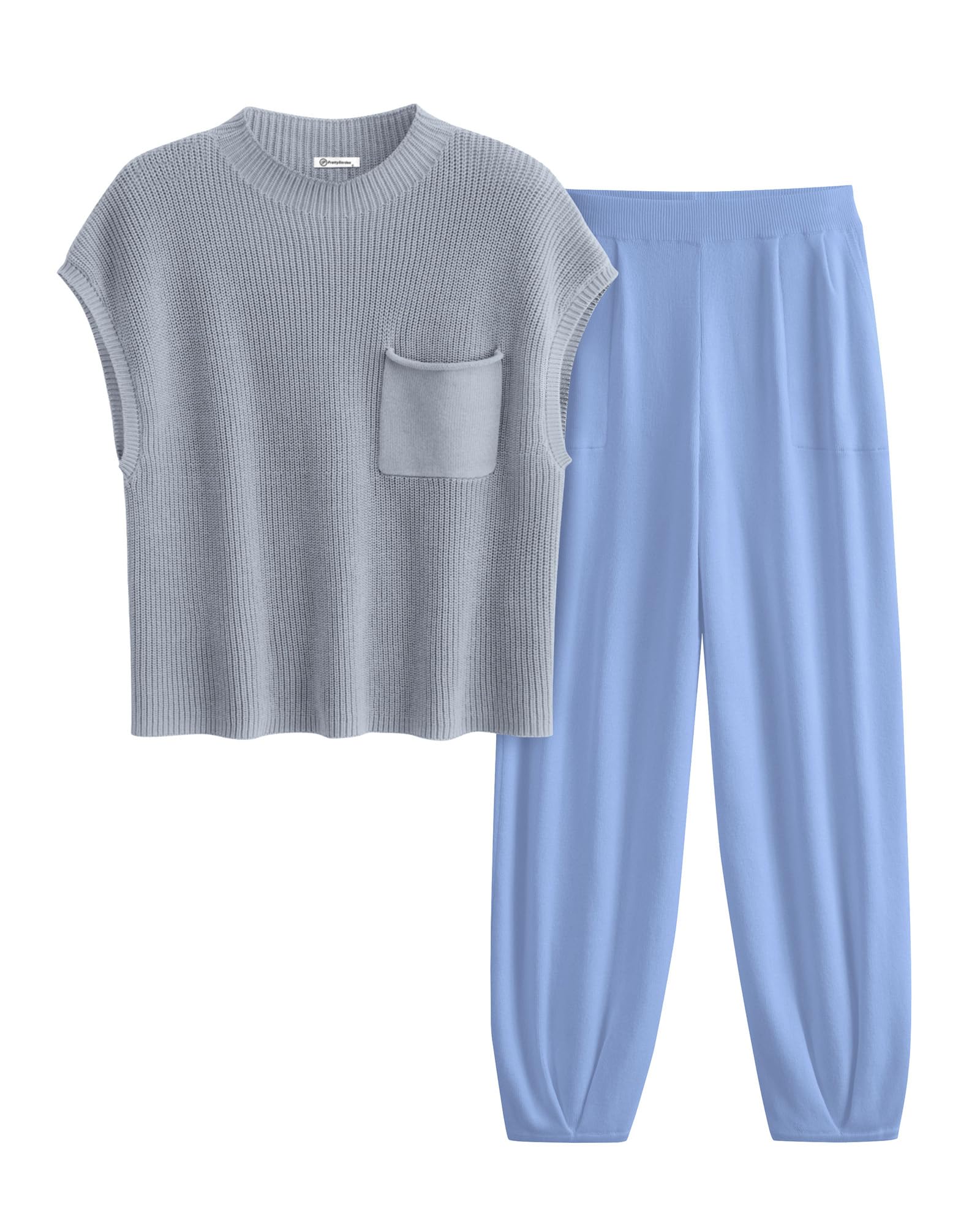 PRETTYGARDEN Womens Two Piece Outfits Sweater Sets Knit Pullover Tops And High Waisted Pants Matching Tracksuit Sweatsuit Set
