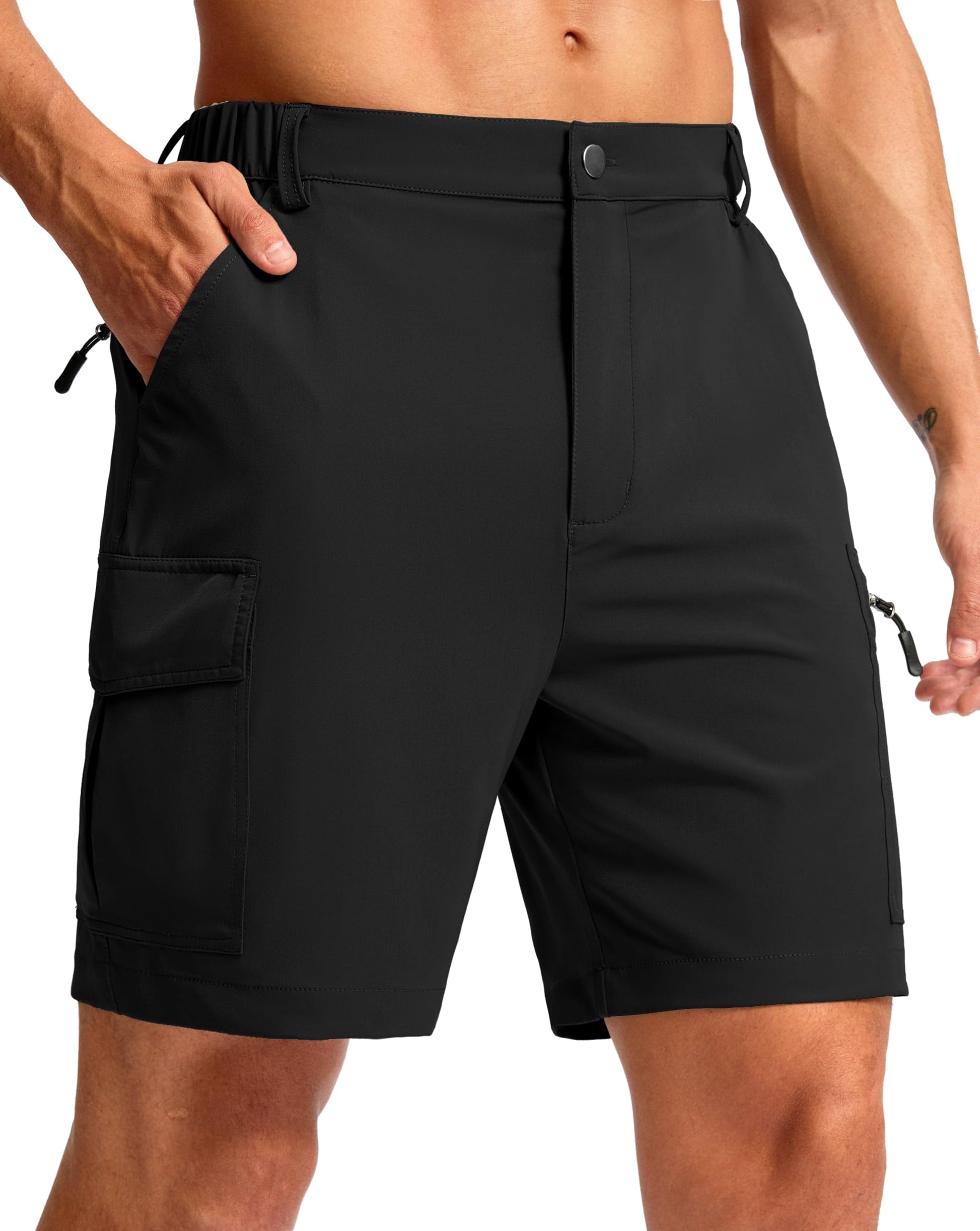 Pudolla Men's Hiking Cargo Shorts 7" Lightweight Quick Dry Casual Work Shorts for Men Summer Travel Golf with 5 Pockets