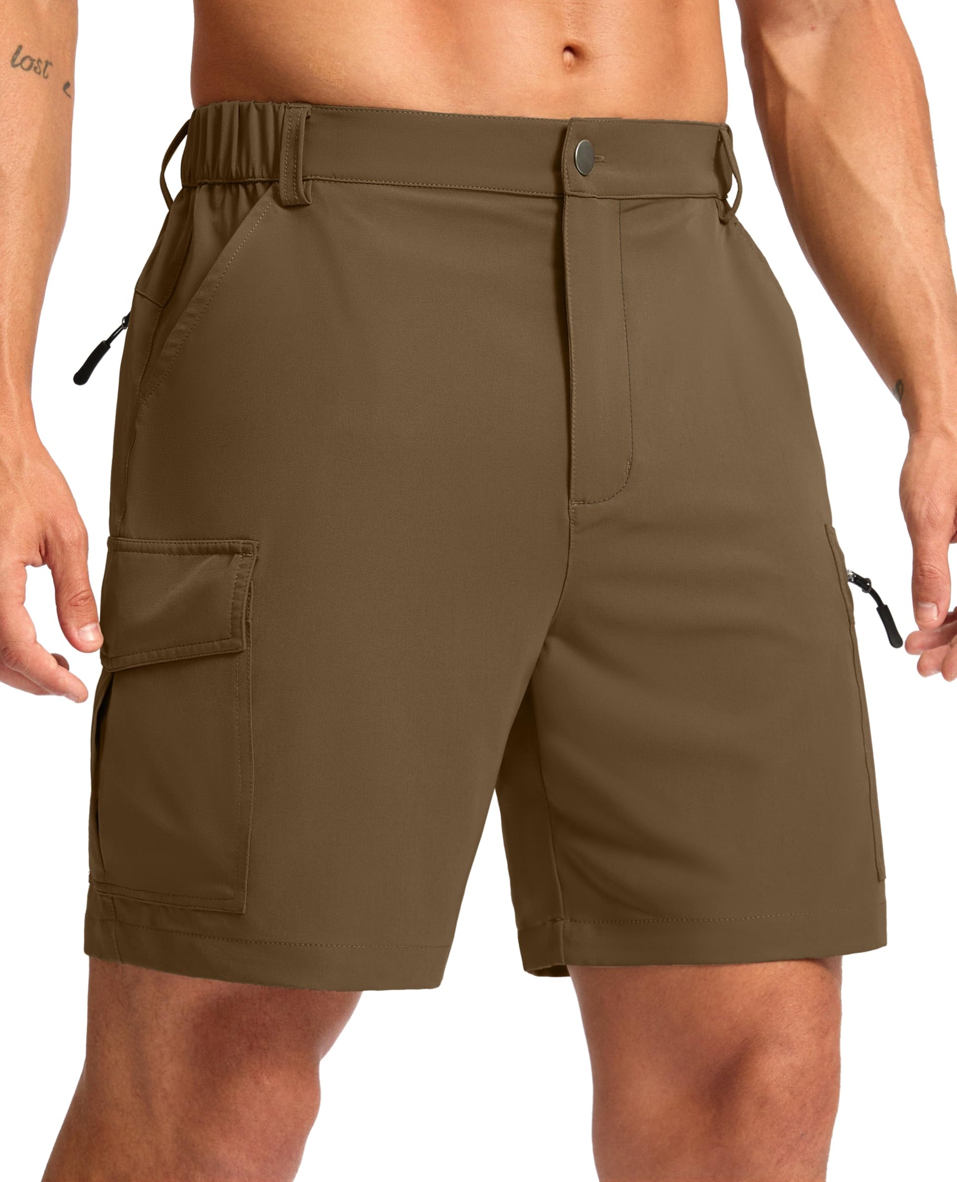 Pudolla Men's Hiking Cargo Shorts 7" Lightweight Quick Dry Casual Work Shorts for Men Summer Travel Golf with 5 Pockets