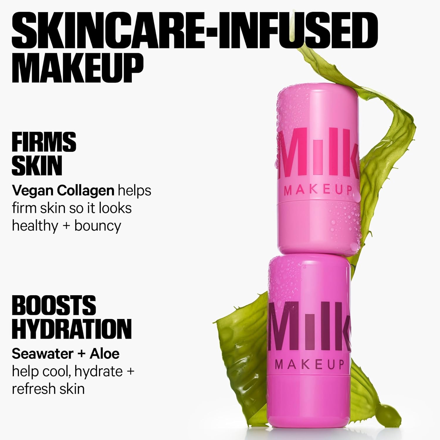 Milk Makeup Cooling Water Jelly Tint – Sheer Lip + Cheek Stain with Vegan Collagen, Seawater + Aloe – Hydrating, Long-Lasting, Buildable Lip Tint + Blush
