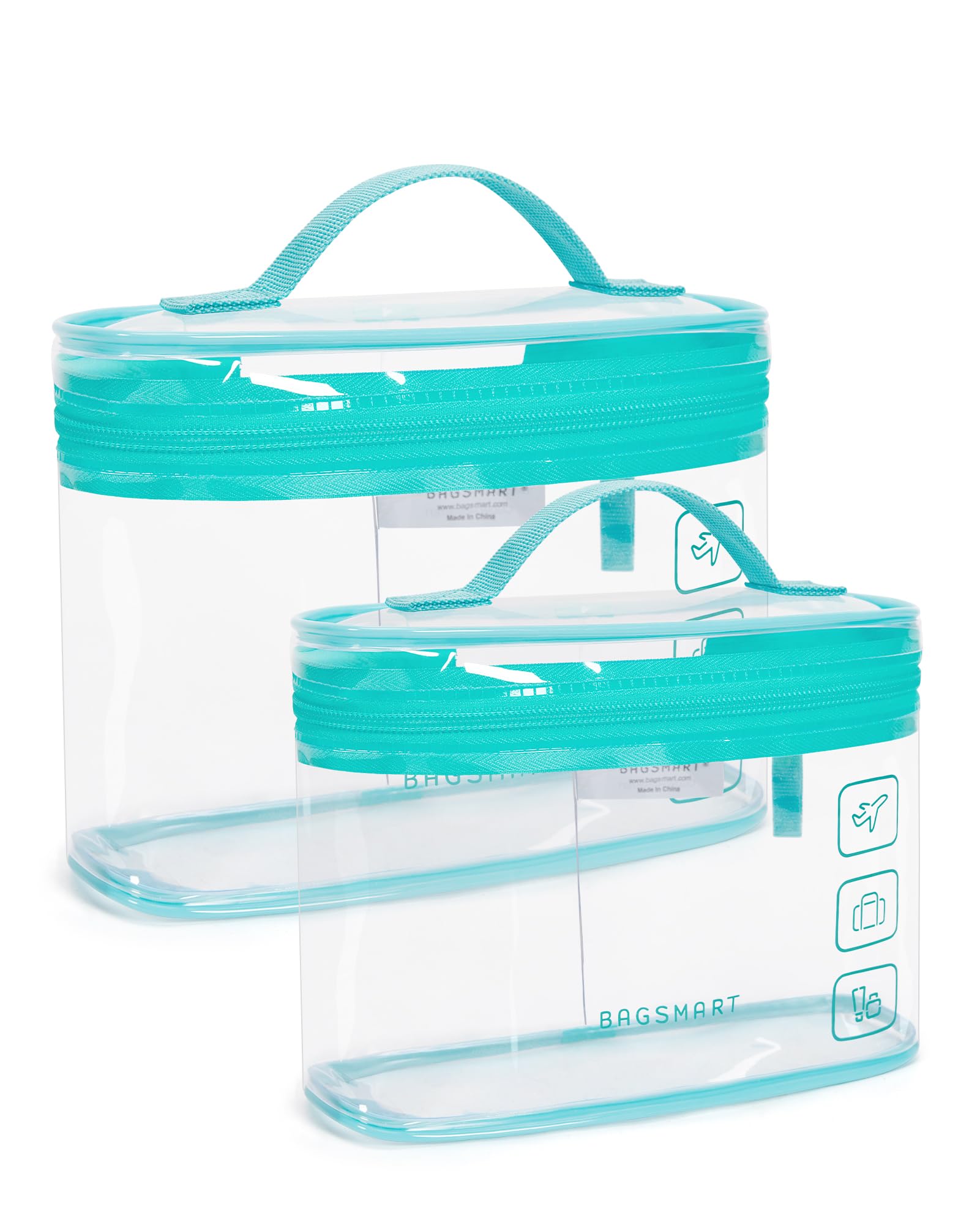 BAGSMART TSA Approved Toiletry Bag, 2 Pack Clear Makeup Cosmetic Bag Organizer, Quart Size Travel Bag for Toiletries, Carry-on Travel Accessories Essentials, Black-2pcs