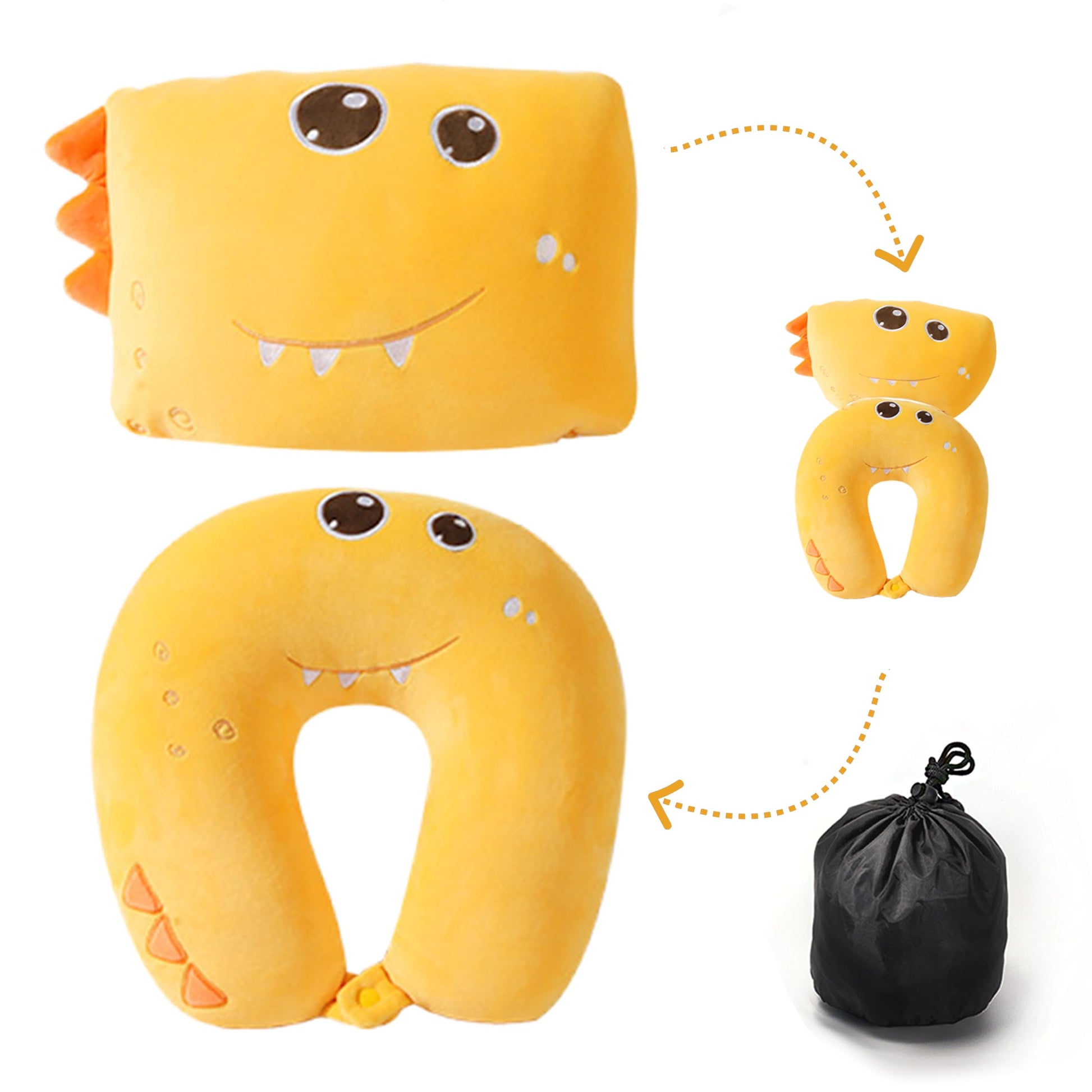 Kids Neck Pillow for Traveling - Essential for Toddler Road Trips and Airplane Travel Comfortable Travel Pillow for Kids - Cute Dog Plush Toy with Chin Support Kids