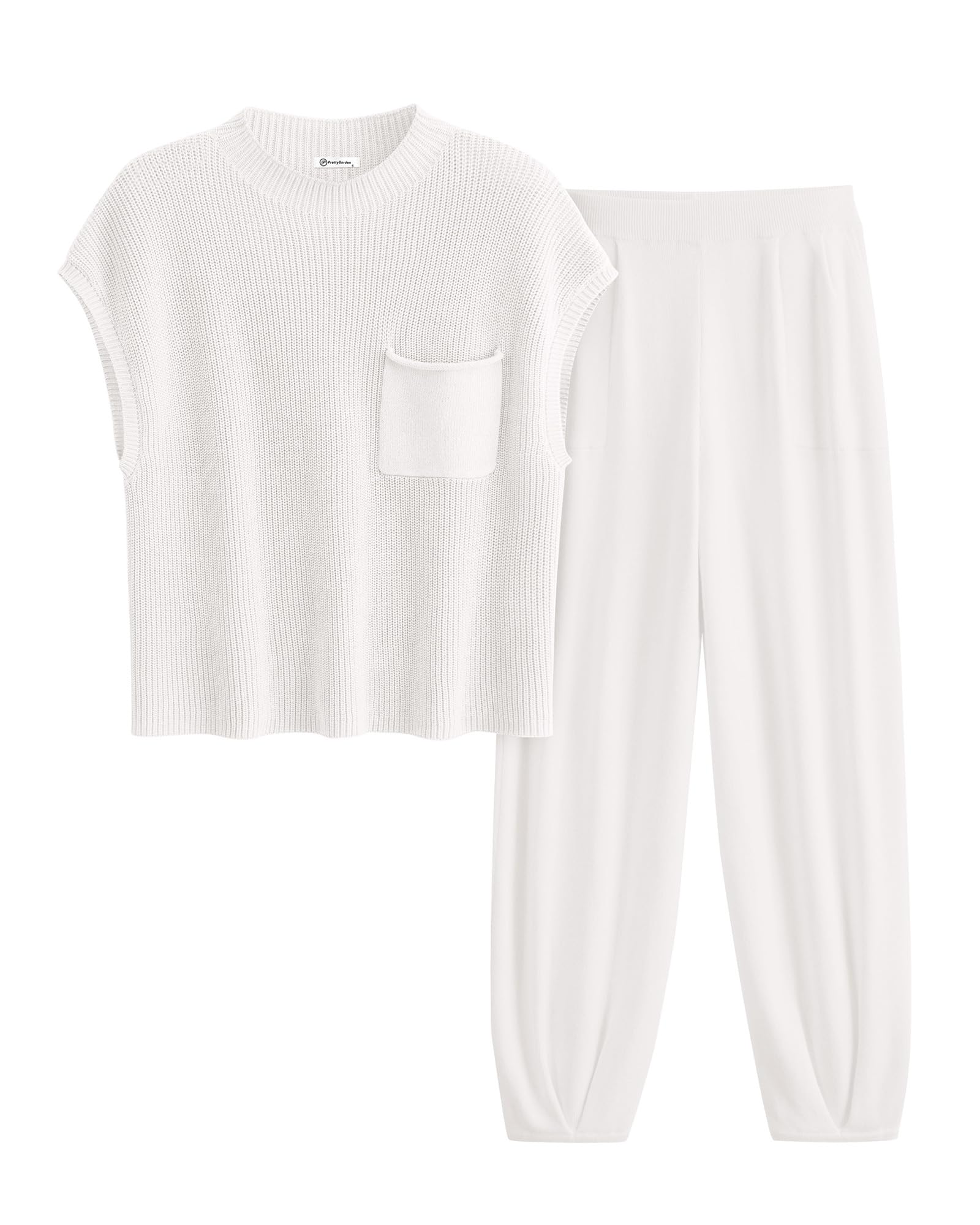 PRETTYGARDEN Womens Two Piece Outfits Sweater Sets Knit Pullover Tops And High Waisted Pants Matching Tracksuit Sweatsuit Set