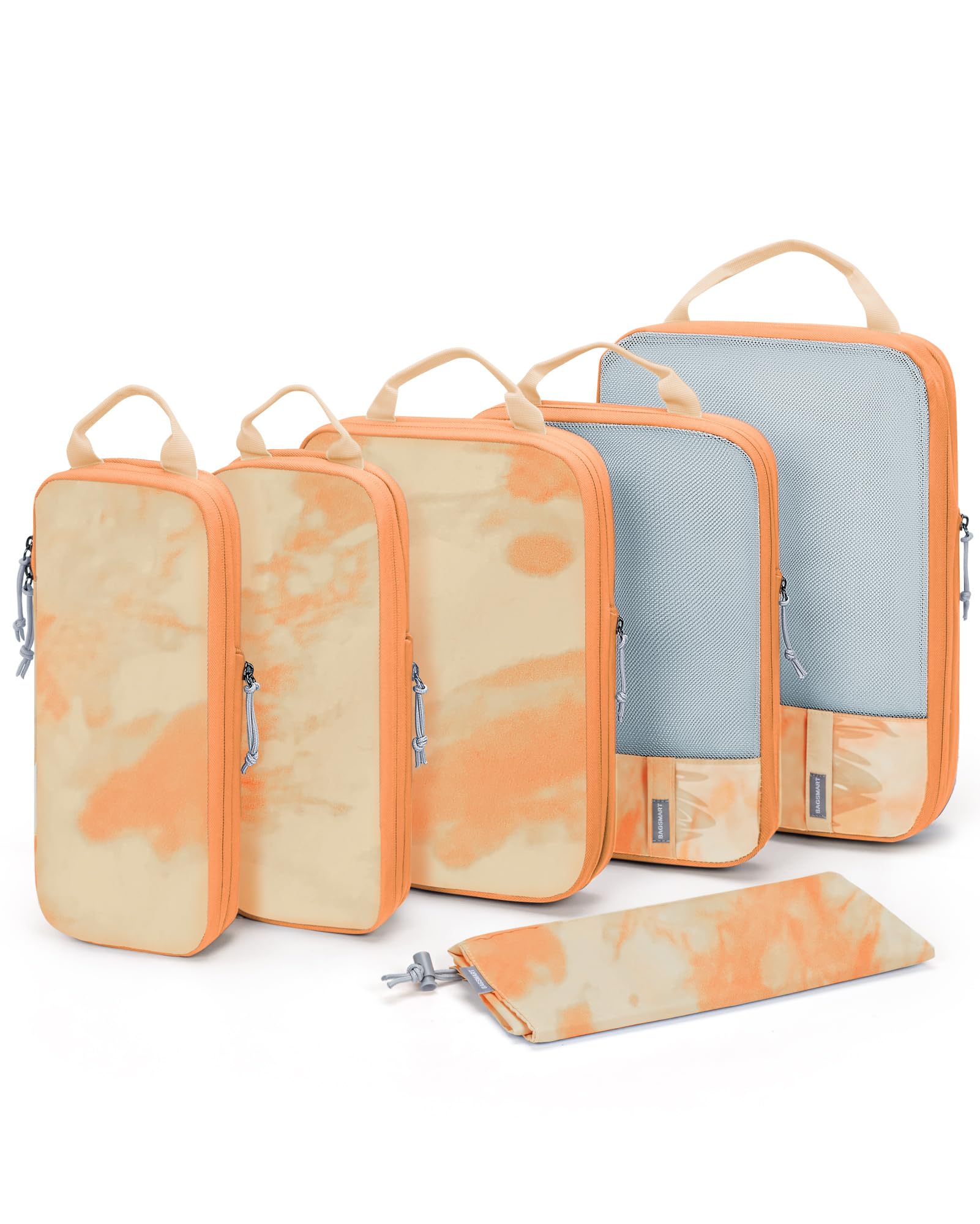 BAGSMART 6 Set Compression Packing Cubes - Lightweight Travel Essentials, Durable Luggage Organizer