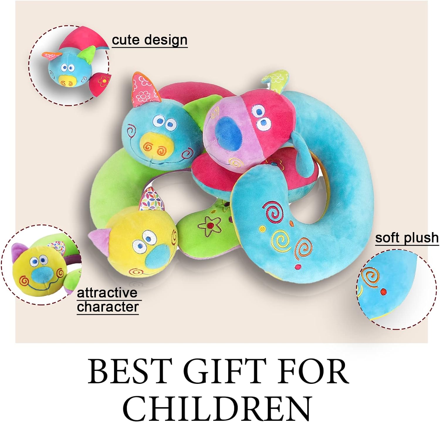 Kids Neck Pillow for Traveling - Essential for Toddler Road Trips and Airplane Travel Comfortable Travel Pillow for Kids - Cute Dog Plush Toy with Chin Support Kids