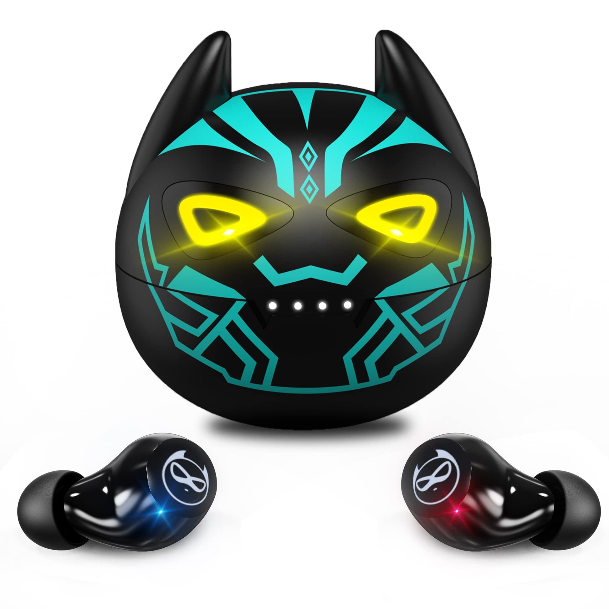 Wireless Earbuds, Bluetooth 5.0 Stereo Headphones, in-Ear Sweat-Proof Wireless Earphones Dual Mic and Noise Reduction, Touch Control Headset with Cartoon Blue Changing Men Charging Case