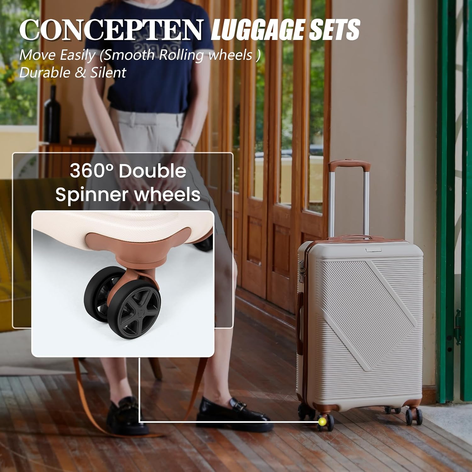 Luggage Sets 5 Piece, Suitcases With Wheels, Lightweight Travel Luggage Set With TSA Lock, ABS Hardshell Carry On Suitcase Set, Black