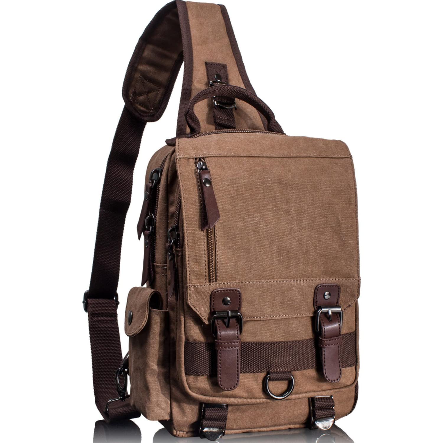 Leaper Retro Crossbody Bag Sling Bag Canvas Messenger Bag for Men Women Shoulder Bag Crossbody Handbags Satchel Travel Bag