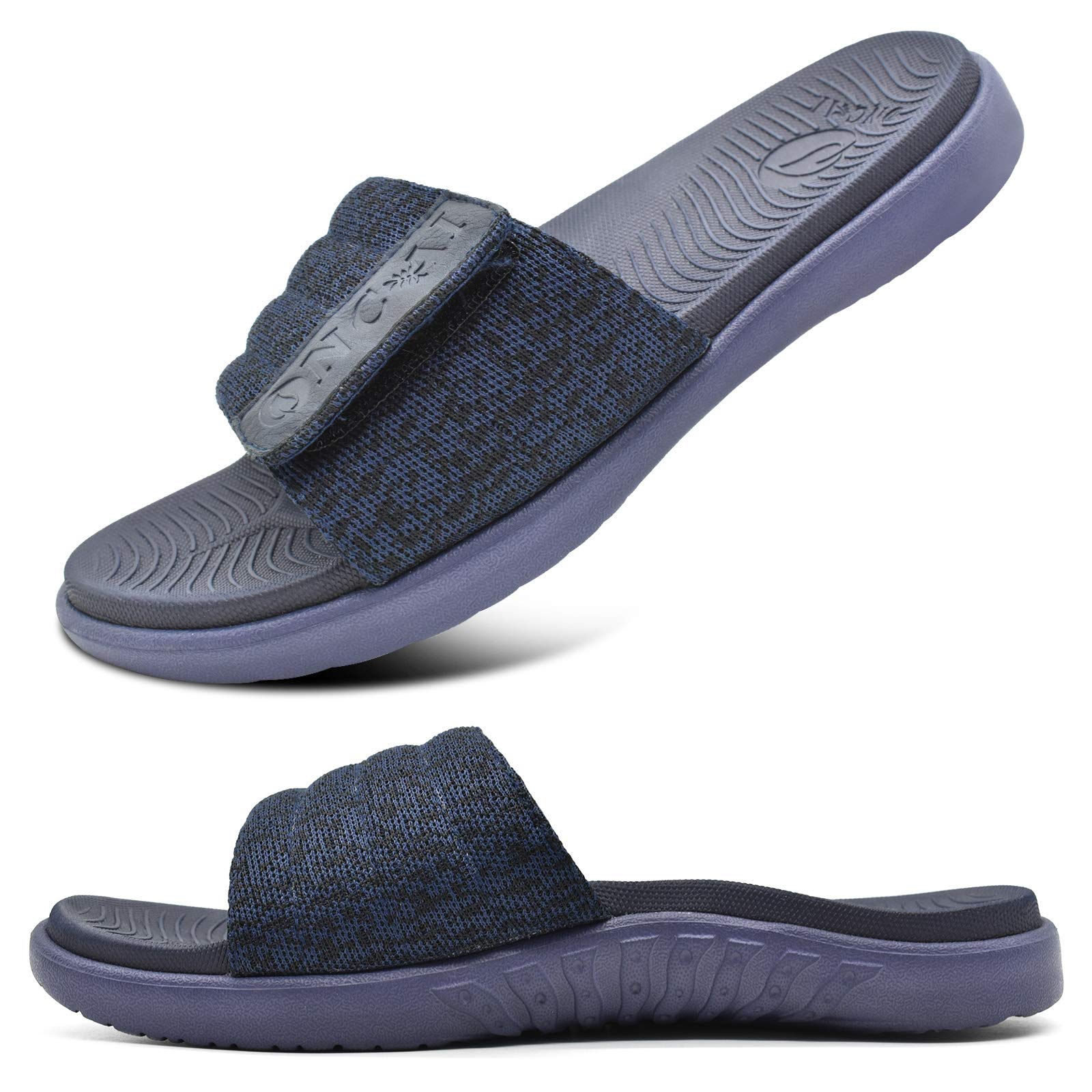 ONCAI Mens Sandals, Arch Support Sport Slides Open Toe Adjustable Straps Orthotic Cushioned Footbed for Plantar Fasciitis Rubber Soles Size 7.5-15