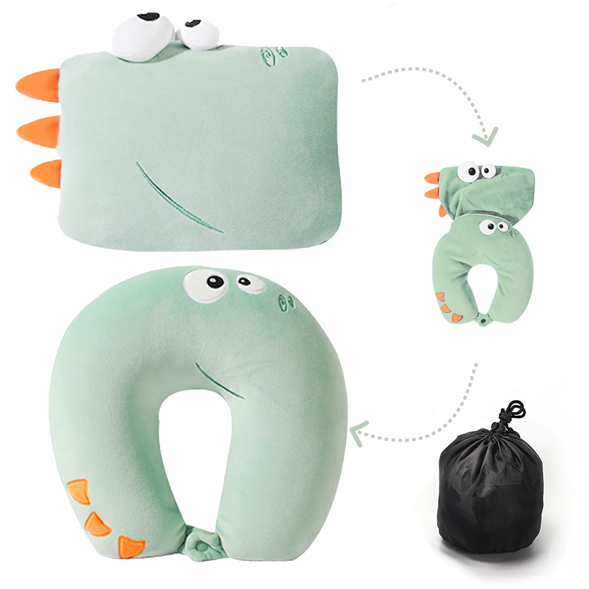 Kids Neck Pillow for Traveling - Essential for Toddler Road Trips and Airplane Travel Comfortable Travel Pillow for Kids - Cute Dog Plush Toy with Chin Support Kids
