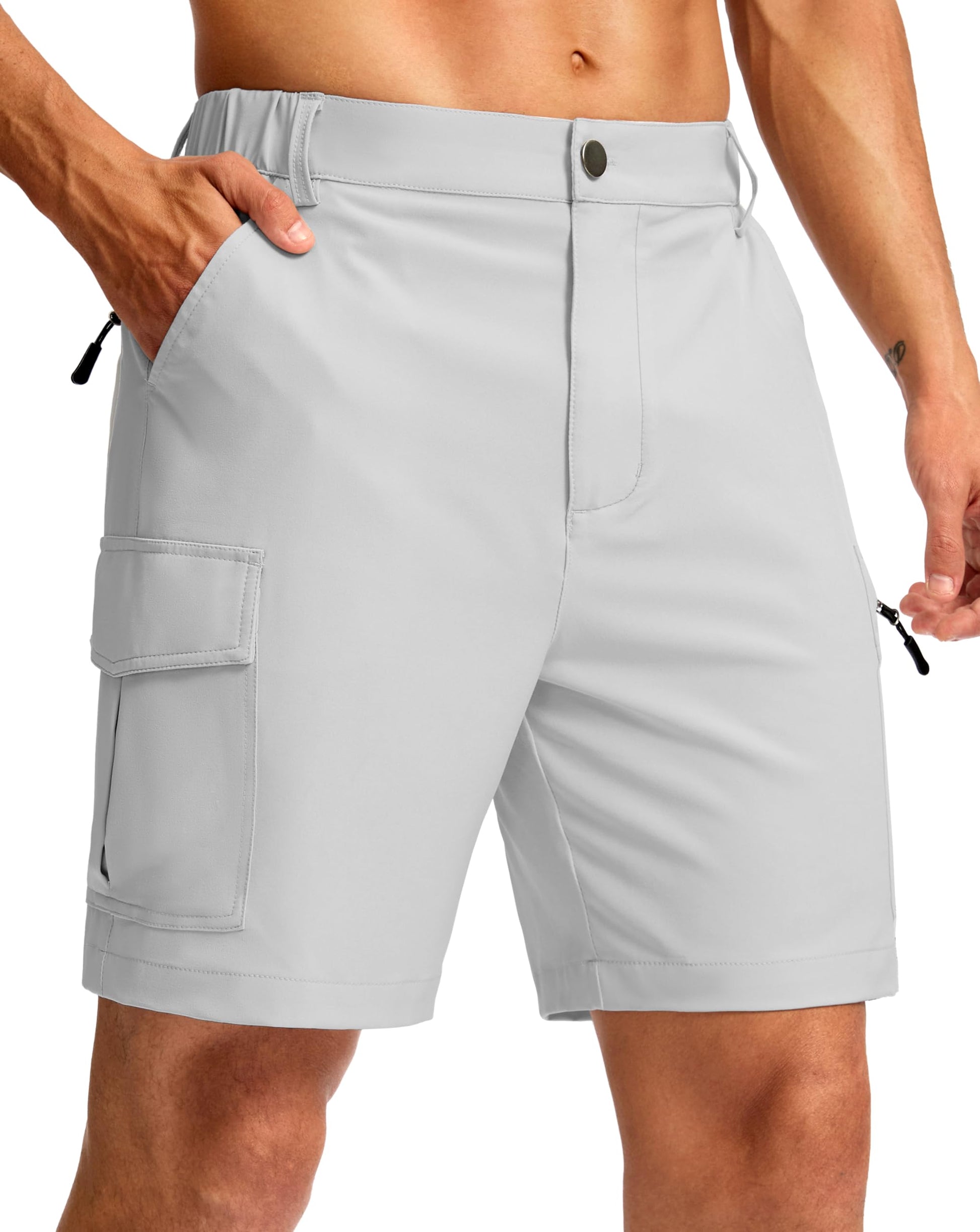 Pudolla Men's Hiking Cargo Shorts 7" Lightweight Quick Dry Casual Work Shorts for Men Summer Travel Golf with 5 Pockets