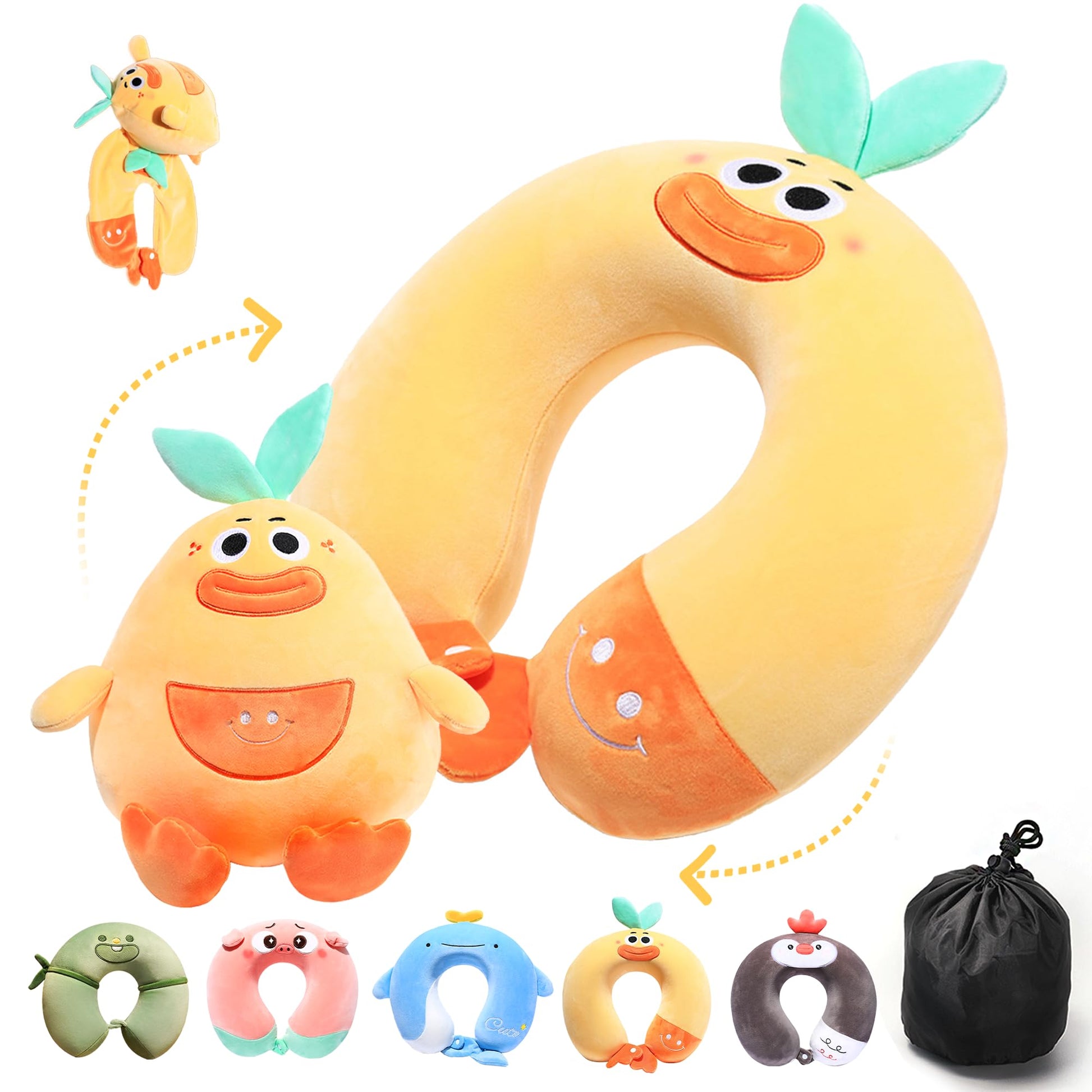 Kids Neck Pillow for Traveling - Essential for Toddler Road Trips and Airplane Travel Comfortable Travel Pillow for Kids - Cute Dog Plush Toy with Chin Support Kids