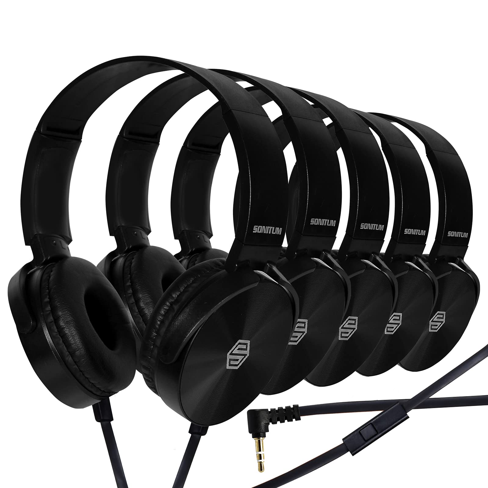 Bulk Kids Headphones for School with Microphones - 5-Pack On-Ear 3.5mm Wired Headphones for Schools -Comfy Wired Kids Headphones with in-Line Mics – School Headphones for Kids