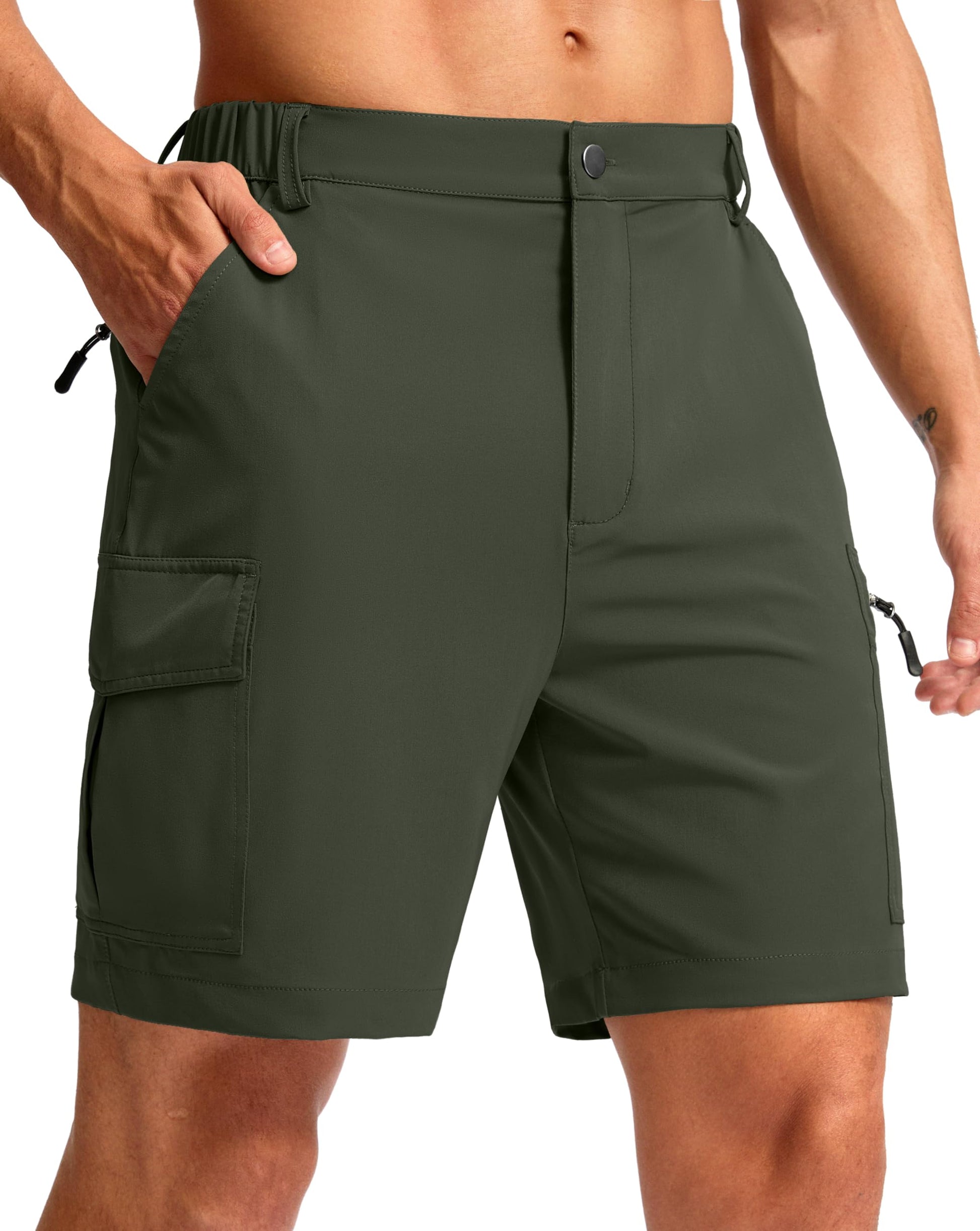Pudolla Men's Hiking Cargo Shorts 7" Lightweight Quick Dry Casual Work Shorts for Men Summer Travel Golf with 5 Pockets