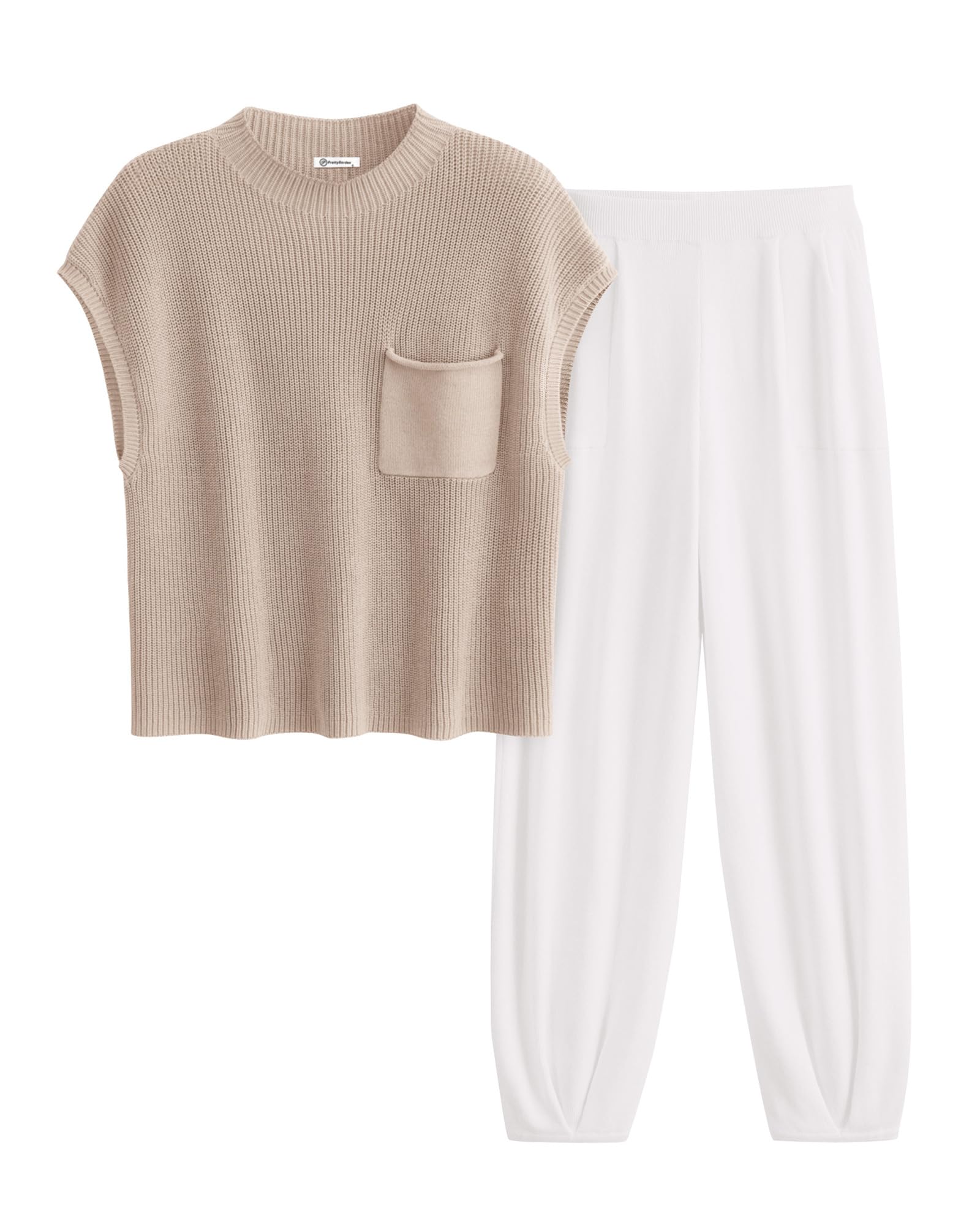 PRETTYGARDEN Womens Two Piece Outfits Sweater Sets Knit Pullover Tops And High Waisted Pants Matching Tracksuit Sweatsuit Set