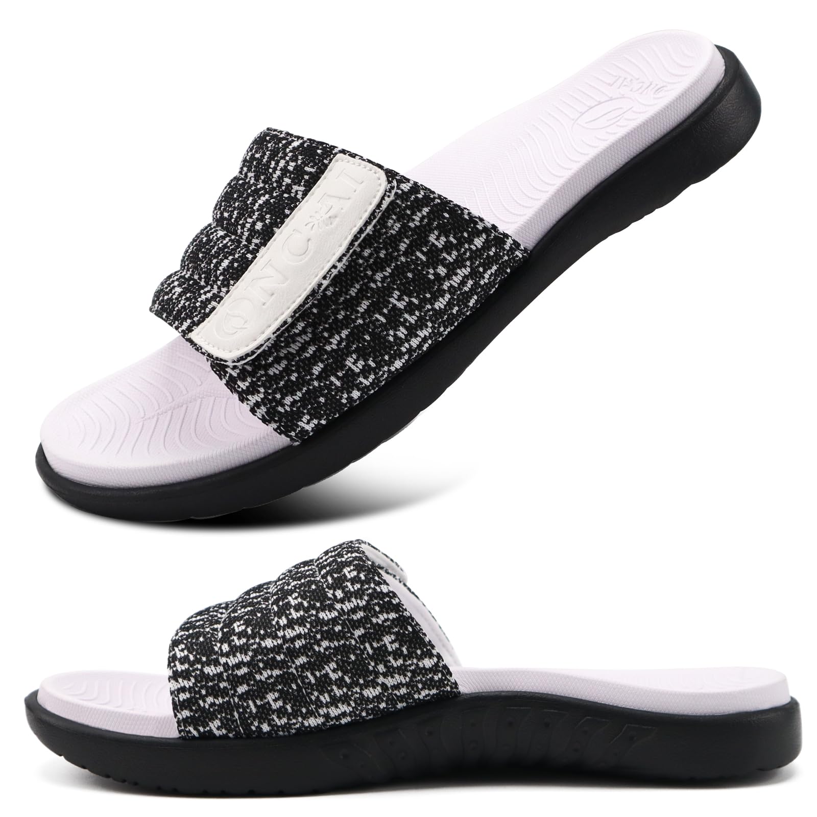 ONCAI Mens Sandals, Arch Support Sport Slides Open Toe Adjustable Straps Orthotic Cushioned Footbed for Plantar Fasciitis Rubber Soles Size 7.5-15