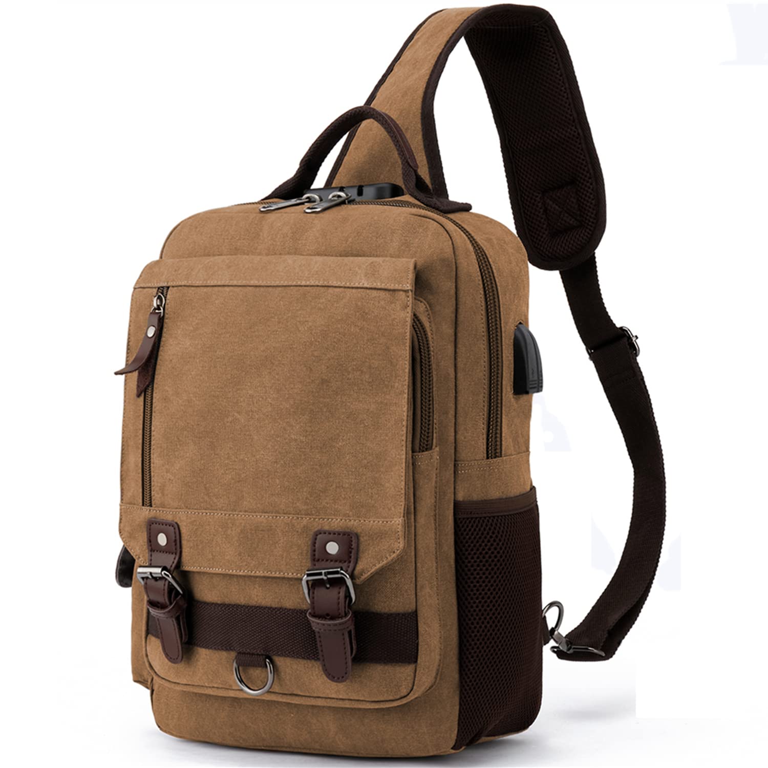 Leaper Retro Crossbody Bag Sling Bag Canvas Messenger Bag for Men Women Shoulder Bag Crossbody Handbags Satchel Travel Bag