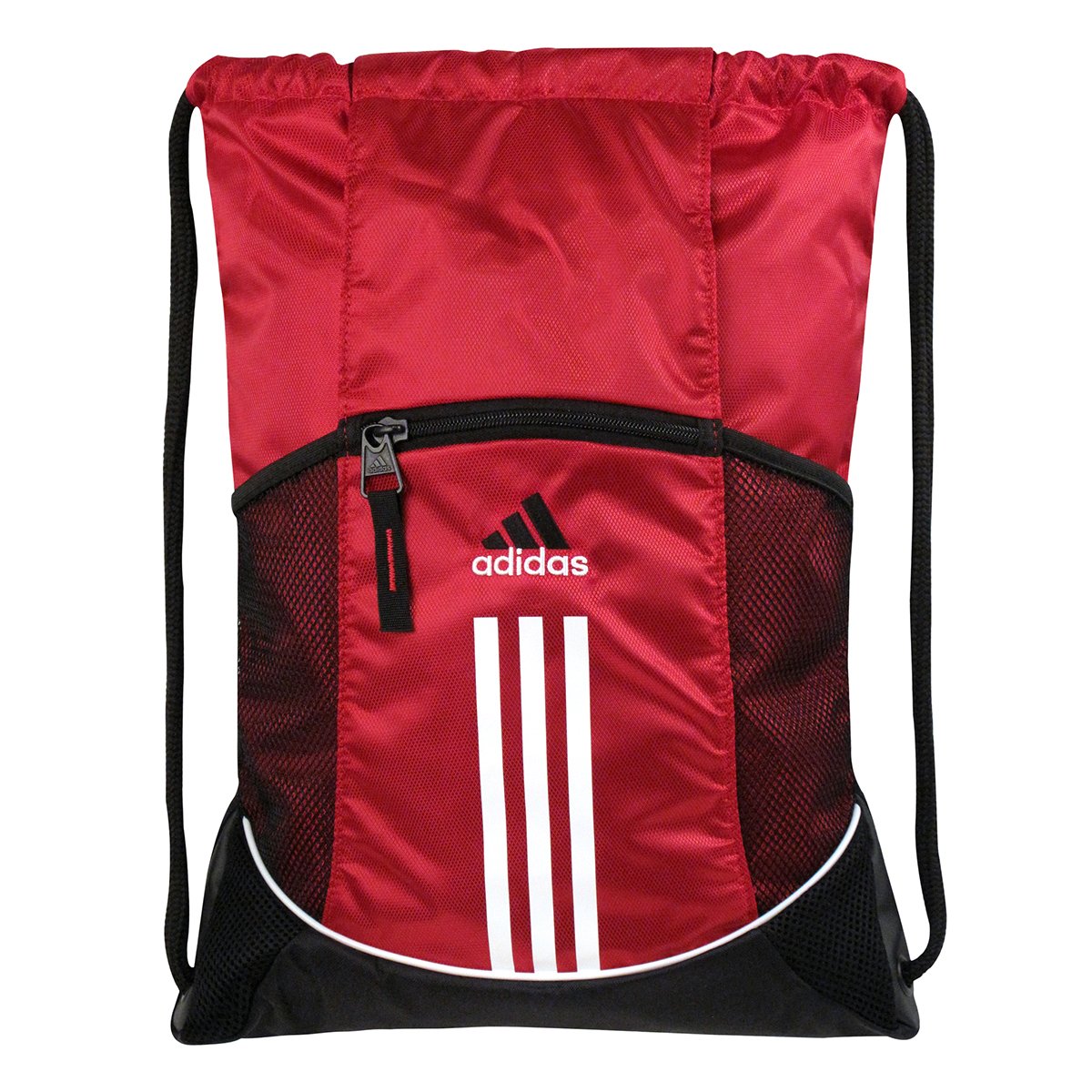 adidas Alliance Sackpack, Drawstring, Lightweight Small Gym Bag for Women, Soccer Backpack, White/Black/Black, One Size