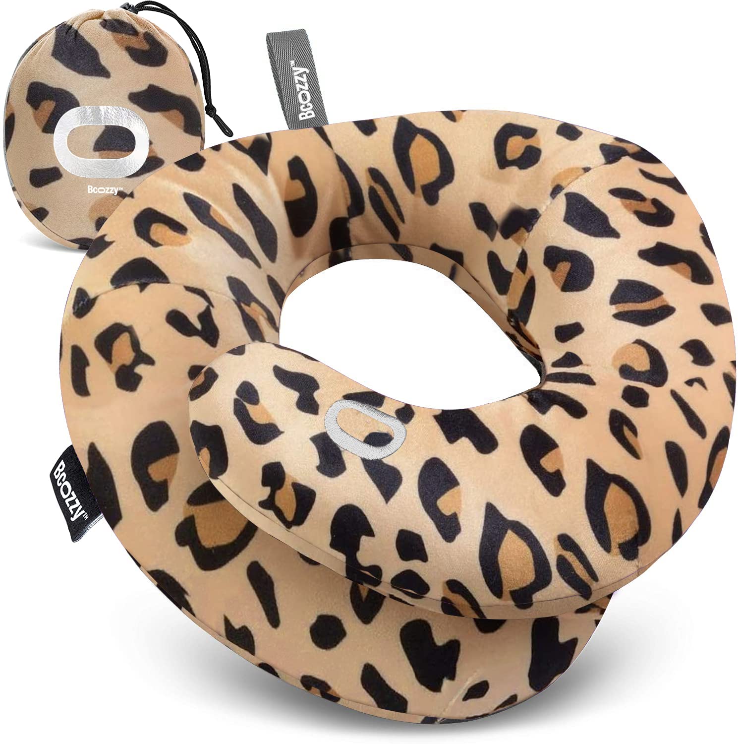 BCOZZY Travel Neck Pillow for Airplane – Patented Double Support for Head, Neck, and Chin. Best for Long Flights, Plane Sleeping, and Car Rides. Adjustable Size. Fully Washable. Carry Bag. Large, Navy