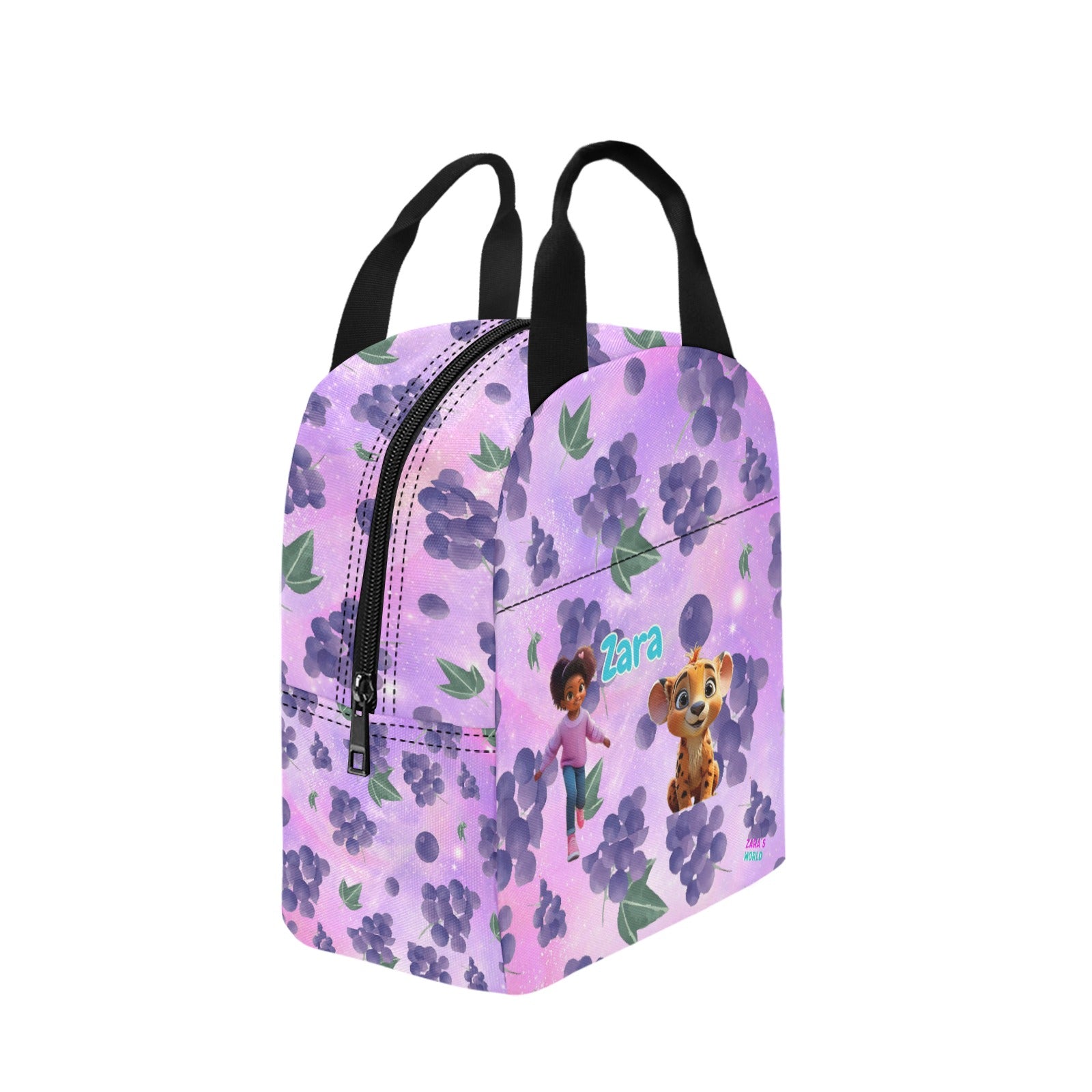 Zaras World Animal Avatar Fruit Print Lunch Bag (Strawberries/Grapes)