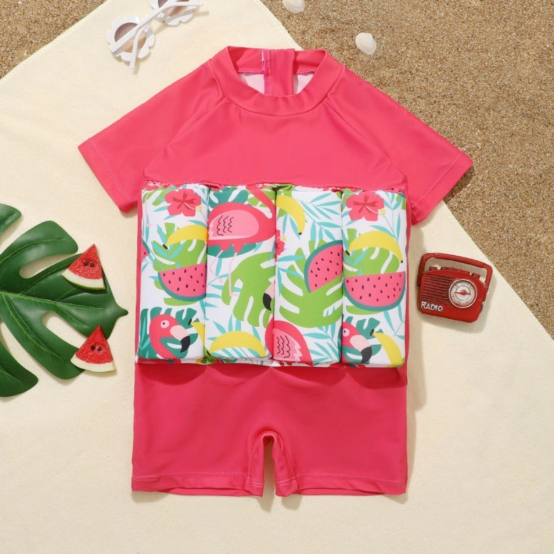 Toddler Girl One-piece Watermelon Buoyancy Zip Up Full Swimsuit