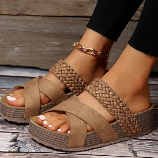 Crisscross Open Toe Platform Spring & Summer Sandals