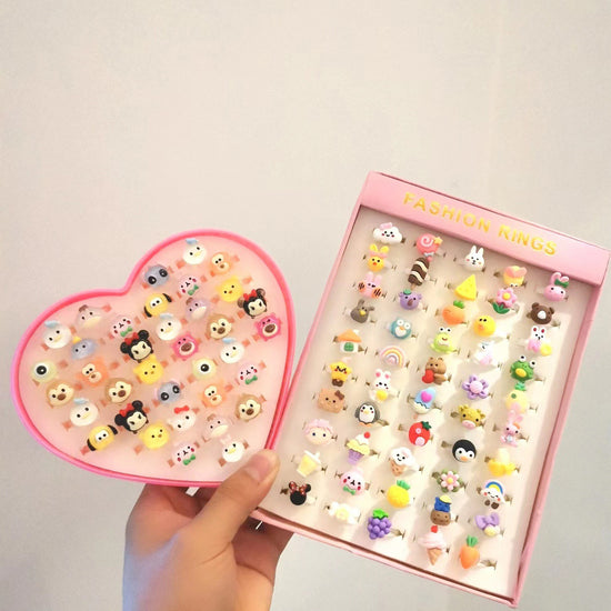 Lovely Princess Resin Toy Rings Jewelry Set - 36/50 Piece - Korean Cartoon