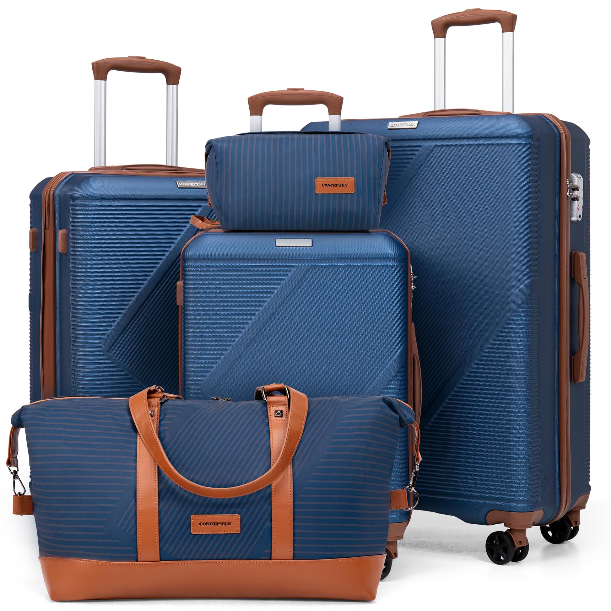 Luggage Sets 5 Piece, Suitcases With Wheels, Lightweight Travel Luggage Set With TSA Lock, ABS Hardshell Carry On Suitcase Set, Black